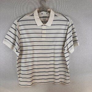 MEN'S IZOD VINTAGE SHORT SLEEVE STRIPED POLO SHIRT, WHITE, XXXL/XXXG